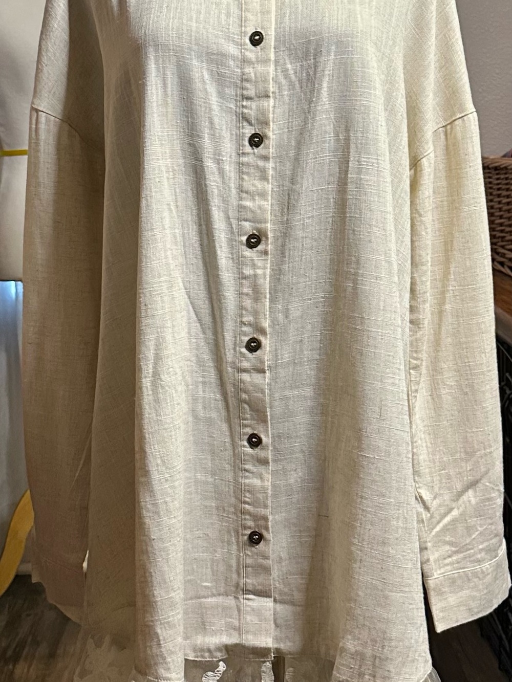 Lightweight Cream Button-Front Women's Top